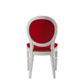 Chandelle Chair in White with Crimson Red Velvet Seat Pad