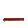 Paris Bench with Oak Frame Crimson Red Velvet