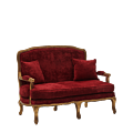 Paris Settee Sofa in Gold upholstered in Crimson Red Velvet