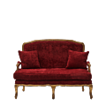 Paris Settee Sofa in Gold upholstered in Crimson Red Velvet