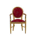 Chandelle Armchair in Gold with Damask Bordeaux Seat Pad