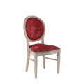 Chandelle Chair in Ivory with Damask Bordeaux Seat Pad