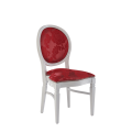 Chandelle Chair in White with Damask Bordeaux Seat Pad