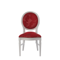 Chandelle Chair in White with Damask Bordeaux Seat Pad