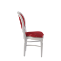 Chandelle Chair in White with Damask Bordeaux Seat Pad