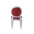 Chandelle Chair in White with Damask Bordeaux Seat Pad