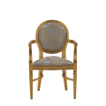 Chandelle Armchair in Gold with Damask Moonshine Seat Pad