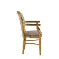 Chandelle Armchair in Gold with Damask Moonshine Seat Pad
