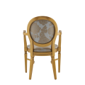 Chandelle Armchair in Gold with Damask Moonshine Seat Pad