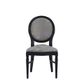 Chandelle Chair in Black with Damask Moonshine Seat Pad