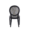 Chandelle Chair in Black with Damask Moonshine Seat Pad