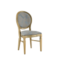 Chandelle Chair in Gold with Damask Moonshine Seat Pad