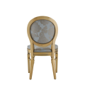 Chandelle Chair in Gold with Damask Moonshine Seat Pad