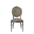 Chandelle Chair in Silver with Damask Moonshine Seat Pad