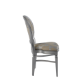 Chandelle Chair in Silver with Damask Moonshine Seat Pad