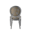 Chandelle Chair in Silver with Damask Moonshine Seat Pad