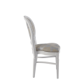 Chandelle Chair in White with Damask Moonshine Seat Pad