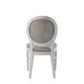 Chandelle Chair in White with Damask Moonshine Seat Pad