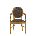 Chandelle Armchair in Gold with Damask Taupe Seat Pad