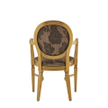 Chandelle Armchair in Gold with Damask Taupe Seat Pad