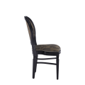 Chandelle Chair in Black with Damask Taupe Seat Pad