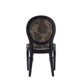 Chandelle Chair in Black with Damask Taupe Seat Pad