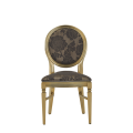 Chandelle Chair in Gold with Damask Taupe Seat Pad