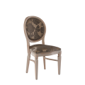 Chandelle Chair in Ivory with Damask Taupe Seat Pad