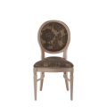 Chandelle Chair in Ivory with Damask Taupe Seat Pad