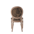 Chandelle Chair in Ivory with Damask Taupe Seat Pad