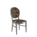 Chandelle Chair in Silver with Damask Taupe Seat Pad