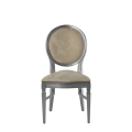 Chandelle Chair in Silver with Damask Vanilla Seat Pad