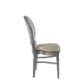 Chandelle Chair in Silver with Damask Vanilla Seat Pad