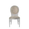 Chandelle Chair in White with Damask Vanilla Seat Pad