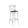 Coco Bar Stool in White with Emerald Seat Pad
