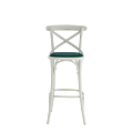 Coco Bar Stool in White with Emerald Seat Pad