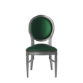 Chandelle Chair in Silver with Emerald Green Seat Pad