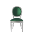 Chandelle Chair in White with Emerald Green Seat Pad