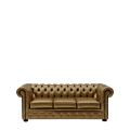 Chesterfield Leather Sofa in Gold 7ft