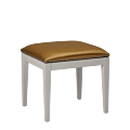 Divano Ottoman in White with Gold Seat Pad