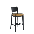 Porcino Bar Stool in Black with Gold Seat Pad