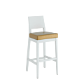 Porcino Bar Stool in White with Gold Seat Pad