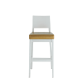Porcino Bar Stool in White with Gold Seat Pad