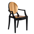 Louis Ghost Armchair in Black with Gold Vinyl Seat Pad