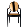 Louis Ghost Armchair in Black with Gold Vinyl Seat Pad