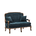 Paris Settee Sofa in Oak upholstered in Blue Azzuro