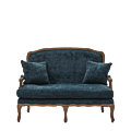 Paris Settee Sofa in Oak upholstered in Blue Azzuro
