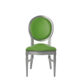 Chandelle Chair in Silver with Green Seat Pad