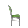 Chandelle Chair in Silver with Green Seat Pad
