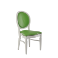 Chandelle Chair in White with Green Seat Pad